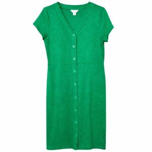 Liz Claiborne Green Button Front Midi Dress Size Medium